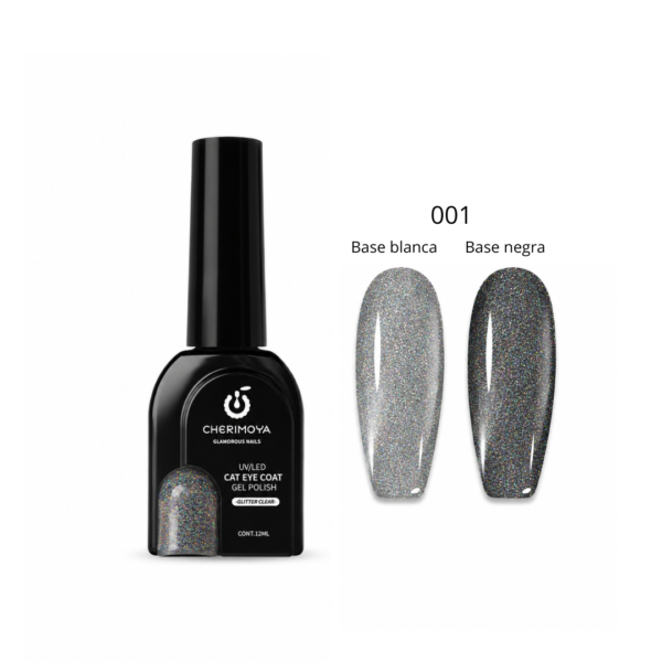 001 Esmalte Ojo de Gato COLECCION GLITTER CLEAR
