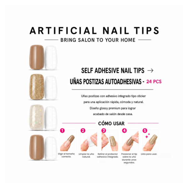 Uñas con Diseño Marrón Glitter