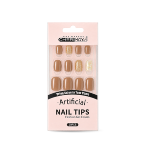 uñas con diseño marron glitter