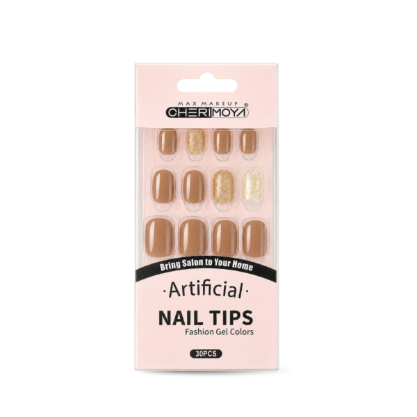 uñas con diseño marron glitter