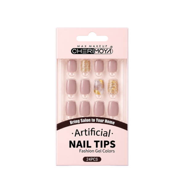 Uñas con Diseño Nude Glitter