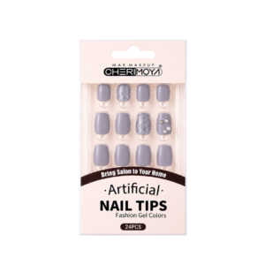 BH001169 Uñas con Diseño Gris Glitter