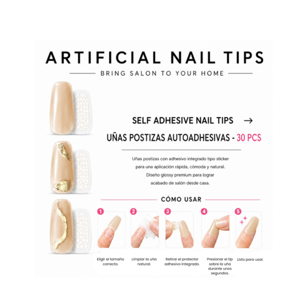 Uñas con Diseño Oro y Perla