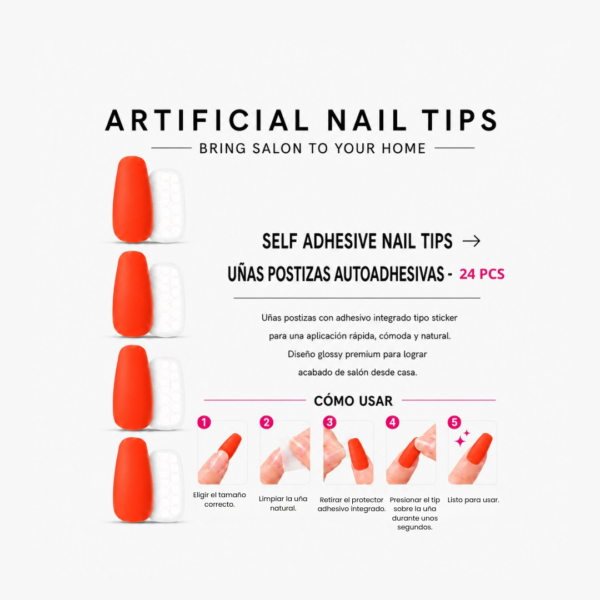 Uñas Naranja Mate